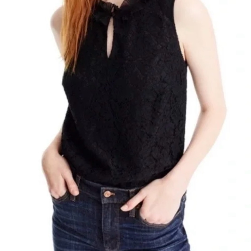J. Crew Elegant Black Sleeveless Lace Top